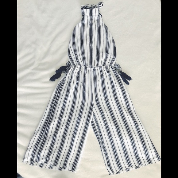 Lulus | Navy Blue & White Striped Midi Jumpsuit - Picture 6 of 7